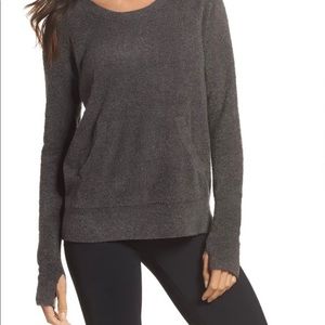 Barefoot Dreams CozyChic Lite Brown Raglan Pullover Sweater Size Large